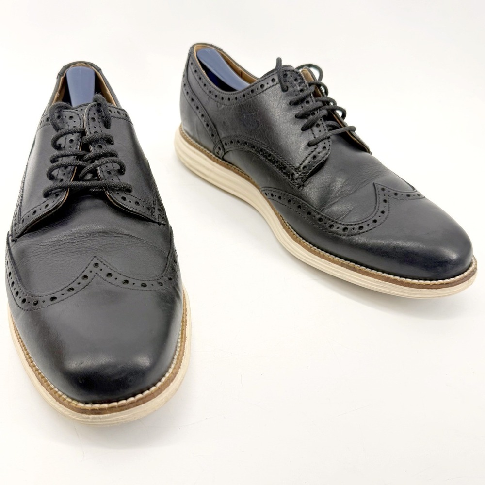 Cole Haan OriginalGrand Wingtip Oxford Mens 9.5 W Black Leather Preppy Shoes